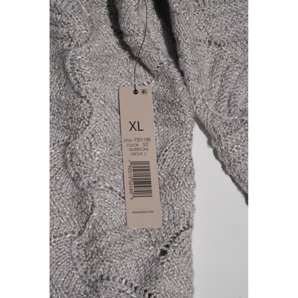 Nic + Zoe All That Glitters Holiday Sweater Women's XL Metallic Knit Long Sleeve - Picture 5 of 8